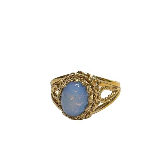Joseph Esposito Vintage Opal 12 Kt Gold Electroplate Ring Size 6 - Picture 12 of 13